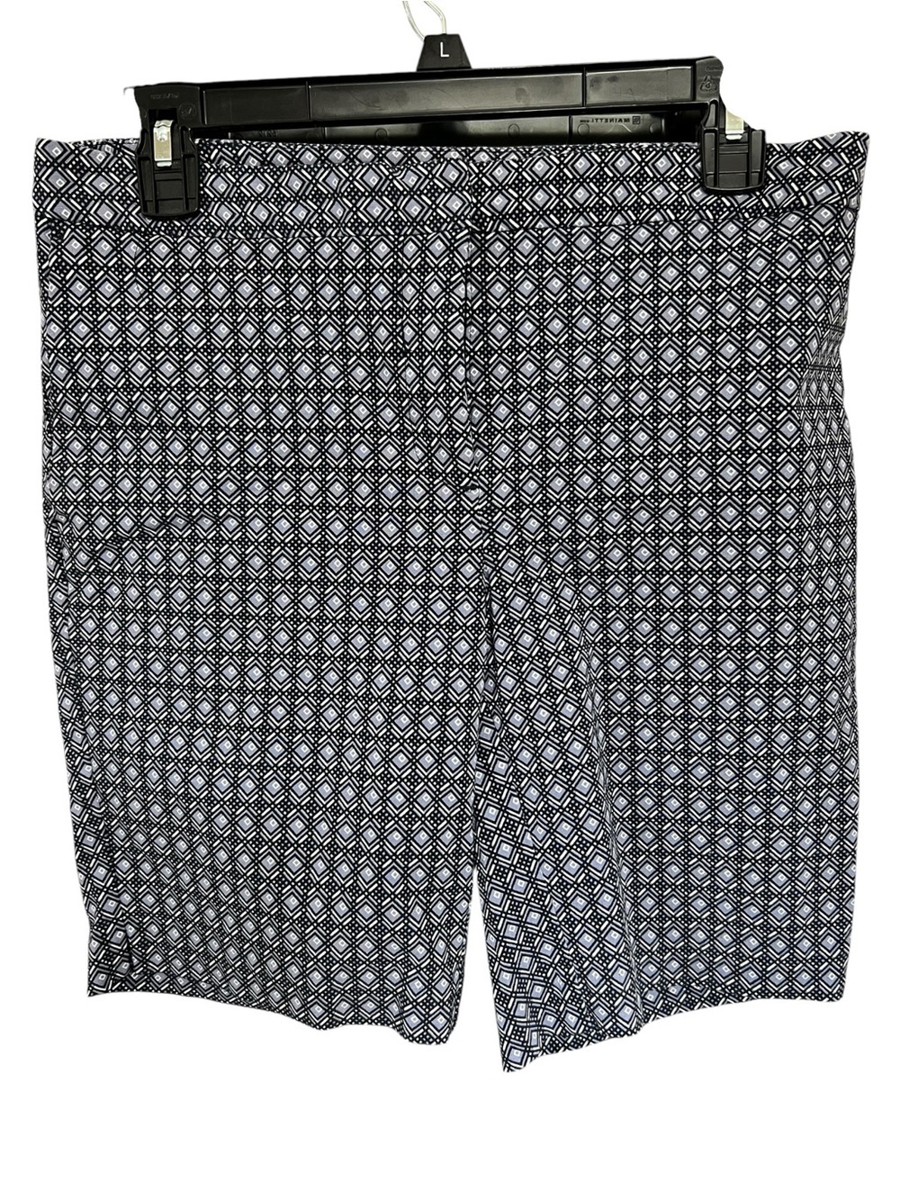 Mario Serrani Blue and White Geometric Print Shorts